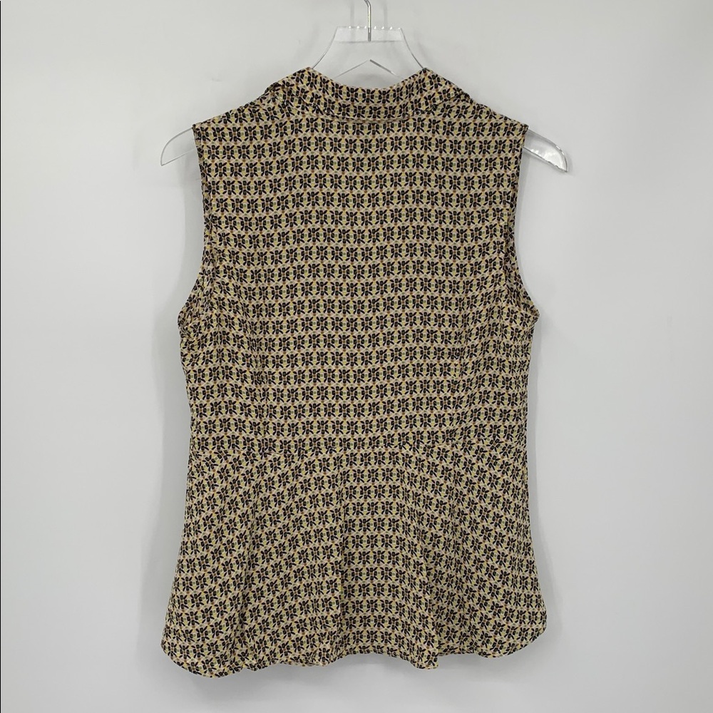 CAbi Bit map top blouse shirt sleeveless yellow geometric v-neck collar new S - Picture 4 of 5